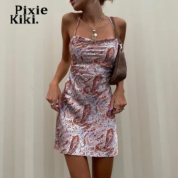 PixieKiki Paisley Print sem encosto Mini Vestido Sexy Férias de Verão Vestido de 2021 Clube Roupas para as Mulheres, Vestidos ido P66-CZ11