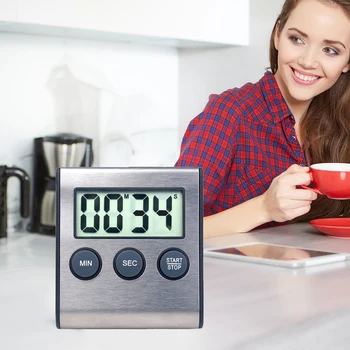 Timer de cozinha Digital, Magnético Cronómetro Digital LCD Digital Tela de Alarme de Relógio do Ímã Cozinhar Contagem o Cronômetro de Contagem regressiva