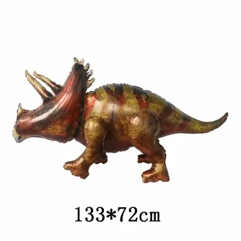 Gigante de Simulação de Dinossauro Balão 4D Assembleia de Pé Triceratops Folha de Balão de Aniversário Para o Menino da Selva Decorações do Partido Globos