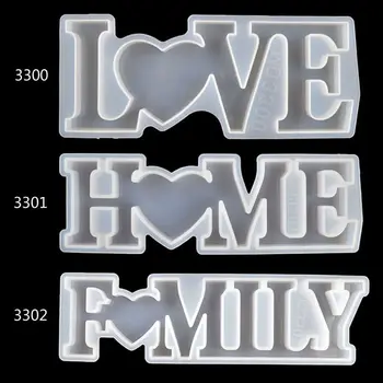 O amor a Família em Casa Molde de Silicone Amor Assinar Palavra Molde de Resina Epóxi Moldes de Artesanato 97QE