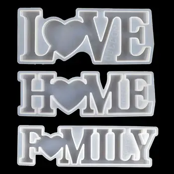 O amor a Família em Casa Molde de Silicone Amor Assinar Palavra Molde de Resina Epóxi Moldes de Artesanato 97QE