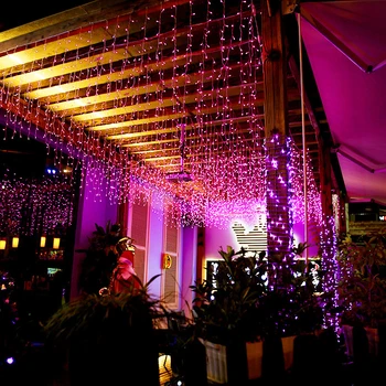 Luzes de natal cortina do diodo emissor de icicle seqüência de luzes 5M queda de 0,4-0,6 m cachoeira ao ar livre, para decoração de festa de jardim de casa de casamento