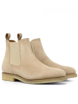 Homens do Chelsea Boots de Camurça Homens Clássicos Sapatos Confortáveis Slip-on Concisa Zapato Tenis De Seguridad Mujer Botas de Mens KR006