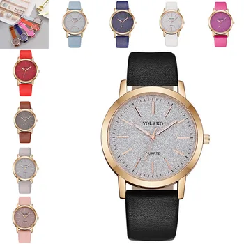 YOLAKO Mulheres Casual Quartz pulseira de Couro Céu Relógio de Pulso Analógico relógios relógio feminino relojes para mujer relojes de mulher