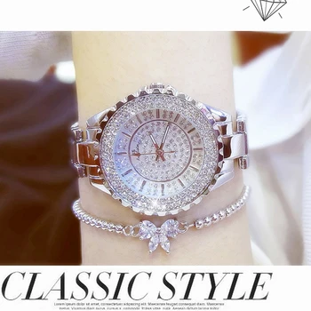 Ouro Marca de Luxo das Mulheres Diamante Relógios de Quartzo Senhoras Relógios de Pulso de aço Inoxidável Relógio Feminino Relógio relógio feminino 2020