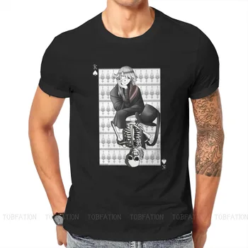 Black Butler Mangá Japonês Rei Undertaker Camiseta Vintage Gráfico de Homens, Camisetas, Tops de Algodão Solto Crewneck T-Shirt