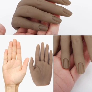 Silicone Prática da Arte do Prego da Mão Esquerda Soft Apresentar Modelo de Formação Mãos Flexível e Dobrável Falso Mão + Dicas de Unhas DIY Manicure Ferramenta