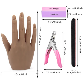 Silicone Prática da Arte do Prego da Mão Esquerda Soft Apresentar Modelo de Formação Mãos Flexível e Dobrável Falso Mão + Dicas de Unhas DIY Manicure Ferramenta