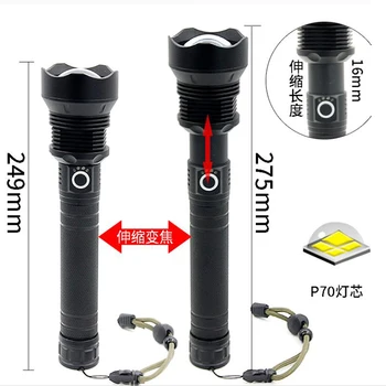 Alta Potência XHP 70 Lanterna LED P70 USB Tocha Recarregável Zoomable Lanterna Luzes