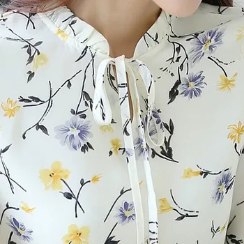 2021 Outono de Manga Longa Femme Camisas de Impressão Chiffon Mulheres Blusas Blusas Femininas Super Moda Floral Tops e Blusas Mujer