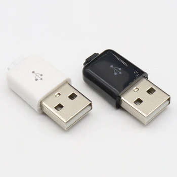 10pc/muito DIY USB 2.0 A Macho Montagem do Conector do Adaptador de Tomada preto branco