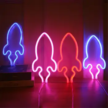 Decoração criativa USB LED Foguete Planeta Noite Neon Luz Pendurado Luz de Néon Para o Quarto de Casa de Festa de Casamento Decoração Presente Lâmpada da Noite