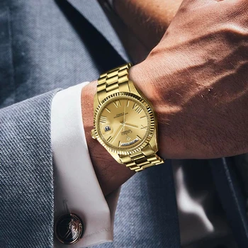 2021 Novo CADISEN Homens Relógios Mecânicos para homens de Ouro, Luxo, relógio Automático homens impermeável data de Semana Relógio Homem Reloj Hombre