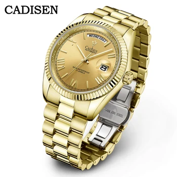 2021 Novo CADISEN Homens Relógios Mecânicos para homens de Ouro, Luxo, relógio Automático homens impermeável data de Semana Relógio Homem Reloj Hombre