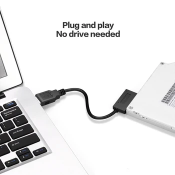O mais novo do USB 2.0 Mini Sata II 7+6 13Pin Adaptador de Cabo do Conversor Para o Portátil de DVD/CD ROM Slimline Unidade Dropshipping