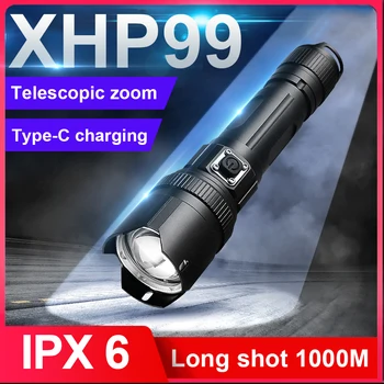 O mais novo XHP99 Mais Poderosa Lanterna elétrica Recarregável do Diodo emissor de luz Tocha Usb Tático 18650 Lanternas de 26650 XHP50 Exteriores da Noite de Luz