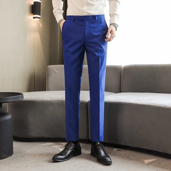 2021 roupas de Marca Homens mola de ajuste fino Casual terno de negócio Calças/Moda Masculina de algodão tamanho Grande Naipe de Calças de S-6XL