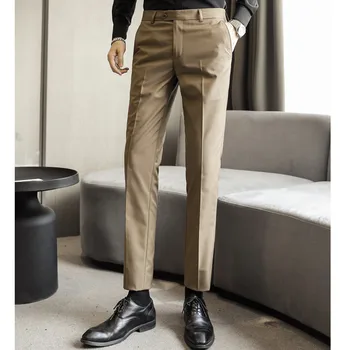 2021 roupas de Marca Homens mola de ajuste fino Casual terno de negócio Calças/Moda Masculina de algodão tamanho Grande Naipe de Calças de S-6XL
