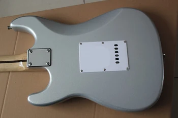 Loja de fábrica cinza prata braço em maple escala ST 6 cordas de guitarra eléctrica, guitarra