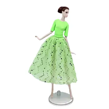 Moda Verde Lantejoulas Roupa De Boneca Para A Boneca Barbie Com Roupas Camisa De Cima Da Saia Vestido De 11,5