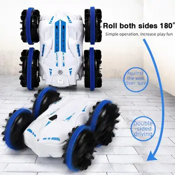 Rc Carros Dublês 360 Rode Anfíbio 2 Lados Impermeável De Condução Sobre Água E Terra Elétrico Com Controle Remoto De Brinquedos Para Crianças