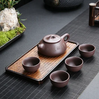 O Minério cru Zisha Conjunto de Chá Feito à Mão Chinês Roxo Argila Bule de chá Xícara (chá) de Qualidade estabelecidos Presente Copos de Chá Ware kungfu de chá de chá