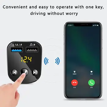 Compatível com Bluetooth sem Fio 5.0 compatível com Bluetooth Car Kit mãos livres MP3 Player Transmissor FM 3.1 Um Dual USB, Carregador de Disco de U