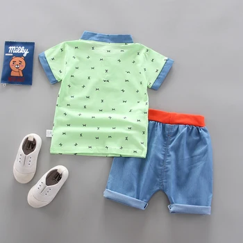 Nova Verão do Bebê Roupas de Meninas Atender Crianças Meninos Algodão Casual T-Shirt, Shorts 2Pcs Conjuntos de Criança de Moda Traje de Crianças Trainings