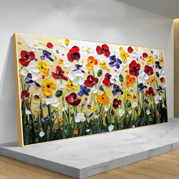 Abstrato Colorido Do Óleo Da Flor De Arte, Pôsteres E Impressões De Parede Aquarela Decorativos Tela De Pintura Cuadros Para A Sala De