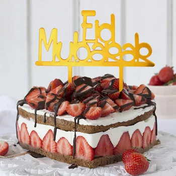 1 Peça De Acrílico Bolo Topper Eid Mubarak Bolo De Aniversário, Decoração Para Ramadã Mubarak Muçulmanos Islâmicos Festival Festa Cupcake Toppers
