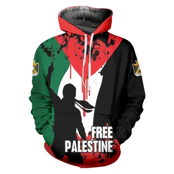 IFPD Palestina Bandeira Impresso em 3D Capuz em Moletom Luta Pela Palestina Livre a Manter a Paz, masculina Casual Pulôver de Streetwear Oversize