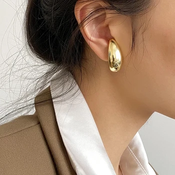 AENSOA Simples de Cobre Big Ear Cuff Ouvido Anéis para as Meninas de Ouro Earcuff Bonito Cartilagem Clipe de Brincos Não Perfurado Mulheres Punk Jóias