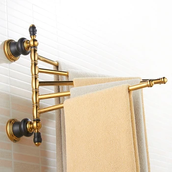 Luxo Ouro toalheiros de Bronze Antique do Banheiro Rotação Barras de Toalha, Suporte de Parede Dobrável Móveis Toalha de Banho Bar XL-66840
