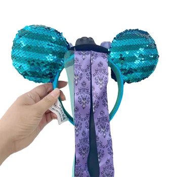 Disney arco-íris de Mickey Mouse Orelha Cabeça Belo Rei Macaco Cabelo Aro escala de Peixes de lantejoulas malha Festa de Headwear Menina Brinquedo de Aniversário