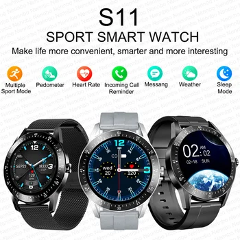 Novo S11 Smart Watch Homens Esporte Impermeável Smartwatch da frequência Cardíaca Pressão Arterial de Sono de Fitness Tracker Relógio Para IOS, Android Telefone