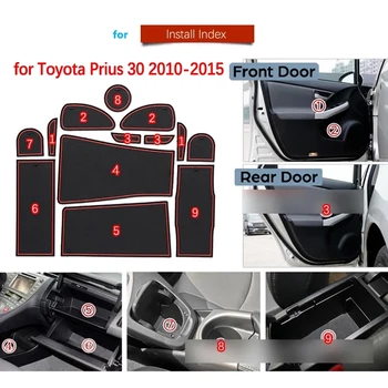 Anti-derrapantes de Borracha Porta Slot Copa do Tapete para Toyota Prius 30 XW30 ZVW30 2010-Porta Groove Tapete de Acessórios Adesivos