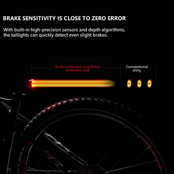 Smart Bicicleta de Cauda Luz Traseira Auto Start Stop de Freio IPX6 Impermeável USB Charge de Bicicleta de Cauda lanterna traseira da Bicicleta de Frente Luzes de LED