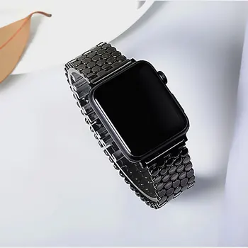 Cinta de aço inoxidável para a Apple faixa de relógio de 38mm de 42mm de Peixe-escala de Metal do Cinto Link pulseira iWatch Série 3 4 5 se 6 40mm 44mm banda