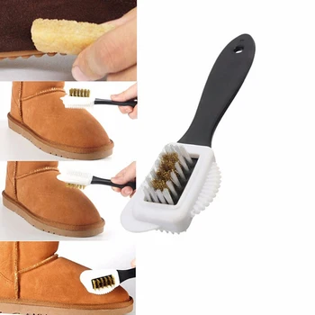 Preto 3 Do Lado De Limpeza Da Escova Para Camurça, Nobuck Inicialização Sapatos Forma De S, Sapato De Limpeza