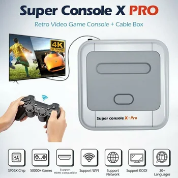 SUPER CONSOLE X PRO Consolas de jogos de Vídeo Suporte de emulação KODI wi-FI Retro Console interno 50000+ Jogos para PSP, PS1, N64