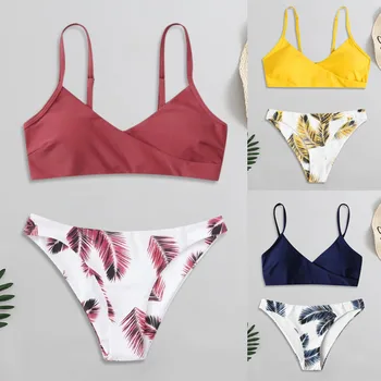 Biquini Mulheres Floral Aleatória De Impressão Push-Up Maiô Beachwear Acolchoado Trajes De Banho Separada Em Duas Peças Brasileiras Maiô 2021