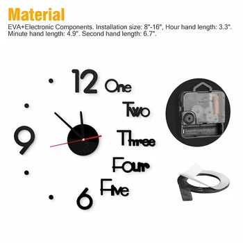 Grande Relógio de Parede Quartz 3D DIY Adesivo de Parede Grande Decorativo Relógios de Acrílico, Espelho Adesivos de tamanho grande Relógio de Parede Decoração da Casa