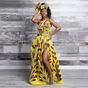 Estampa Floral Elegante Vestido de Mulher Estilo Africano Noite de Casamento Vestidos de Festa de Aniversário de Roupas 2021 QUENTE Jantar Vestido de Dama de honra