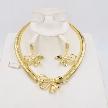 NOVO de Alta Qualidade Ltaly Ouro 750 cor da Jóia Para a Mulher africana esferas colar de moda conjunto de brinco jóias