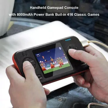 Mini Portátil 2 em 1 Consola de jogos de Vídeo Com 8000mAh Powerbank 416 Jogos Multifunções Retro Clássico Consolas
