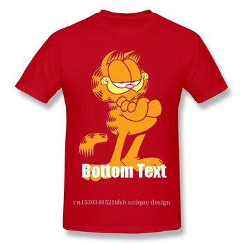 Alta Qualidade de Homens Garfield, Odie Quadrinhos Jon Arlene Pooky Black T-Shirt Inferior de Texto Puro Algodão Tees Harajuku vida Diária