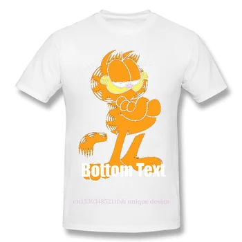Alta Qualidade de Homens Garfield, Odie Quadrinhos Jon Arlene Pooky Black T-Shirt Inferior de Texto Puro Algodão Tees Harajuku vida Diária