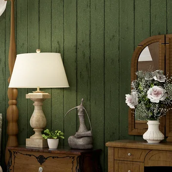 10m x 0.53 m estilo retrô verde escuro tábua de madeira não-tecido de papel de parede para quarto, sala, escritório cozinha papéis de parede home deco