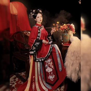 Novo E Melhorado Hanfu Para As Mulheres Festival Da Primavera Chinês Trajes Da Dinastia Qing, A Antiga Noiva De Roupas Femininas Vermelho Hanfu Terno