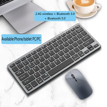 Bluetooth Dual-modo de Carregamento Conjunto de Teclado e Mouse 2,4 G + Teclado sem Fio Bluetooth e Mouse Conjunto de Tesouras Pés